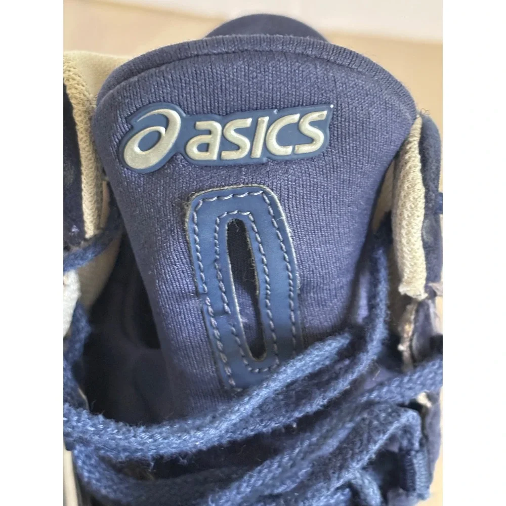 Asics Dan Gable Ultimate Wrestling Shoes Navy Blue Silver J500Y Mens Size 9.5